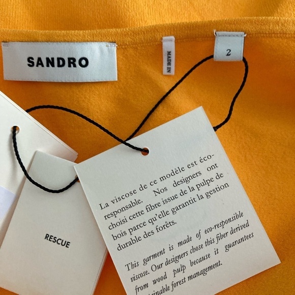 NWT Sandro Bodysuit Assiya Ring Halter Open Back in Marigold - Picture 11 of 16